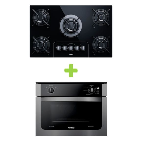 Combo Forno De Embutir Elétrico Consul 47L Prata + Cooktop 5 Bocas Consul (Cob47ar + Cd075ae) - Cob4_Cd07_Cj Cob4_Cd07_Cj