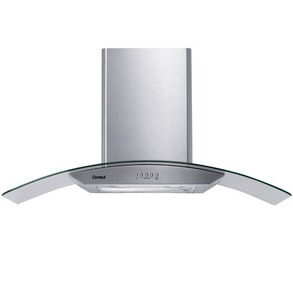 Coifa De Parede Consul 90 Cm Inox 5 E 6 Bocas Com Design Em Vidro E Aviso Lavar Filtro - Cap90ar 220V