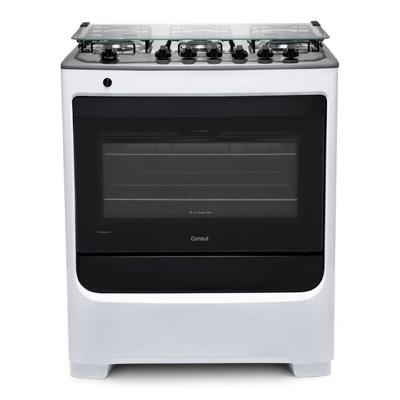 Fogão Consul 6 Bocas Branco com Botões Removíveis e Vidro Interno Vedado - CFS6NAB BIVOLT Fogão Consul 6 Bocas Branco com Botões Removíveis e Vidro Interno Vedado - CFS6NAB BIVOLT
