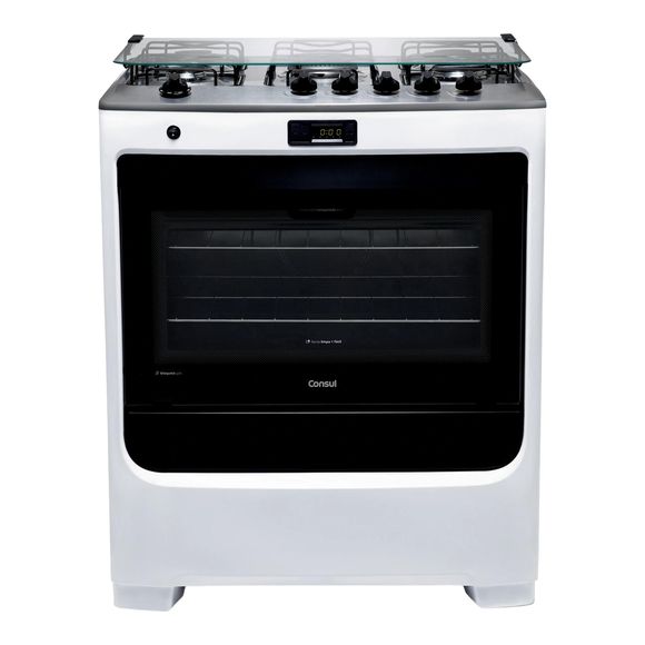 Fogão Consul 5 Bocas Branco com Dupla Chama e Timer Digital - CFS5QAB BIVOLT Fogão Consul 5 Bocas Branco com Dupla Chama e Timer Digital - CFS5QAB BIVOLT