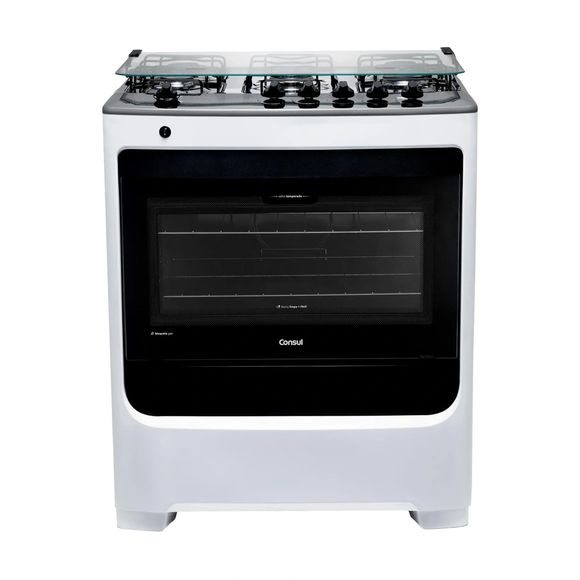 Fogão de Piso Consul 5 Bocas Branco com Acendimento Automático e Botões Removíveis - CFS5NAB BIVOLT Fogão de Piso Consul 5 Bocas Branco com Acendimento Automático e Botões Removíveis - CFS5NAB BIVOLT