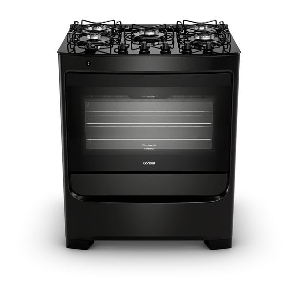 Fogão 5 Bocas Consul Mesa de Vidro Preto - CFS5VBE Bivolt
