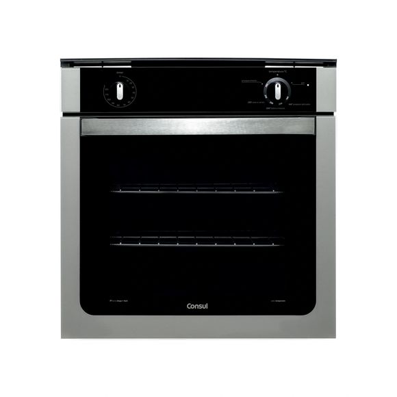 Forno de Embutir a Gás Consul 78 Litros Prata com Grill e Timer Sonoro - COA84BR 220V Forno de Embutir a Gás Consul 78 Litros Prata com Grill e Timer Sonoro - COA84BR 220V