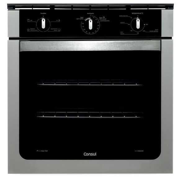 Forno de Embutir Elétrico Consul 84 Litros Prata com Grill e Timer Autodesligamento - COB84AR 220V Forno de Embutir Elétrico Consul 84 Litros Prata com Grill e Timer Autodesligamento - COB84AR 220V