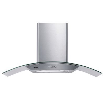 Coifa de Parede Consul 90cm cor Inox 5 e 6 Bocas com Design em Vidro e Aviso Lavar Filtro - CAP90AR