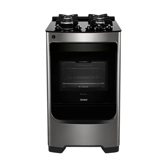 Fogão Consul 4 Bocas Inox com Mesa de Vidro e Grade de Ferro Fundido - CFO4VAR BIVOLT Fogão Consul 4 Bocas Inox com Mesa de Vidro e Grade de Ferro Fundido - CFO4VAR BIVOLT