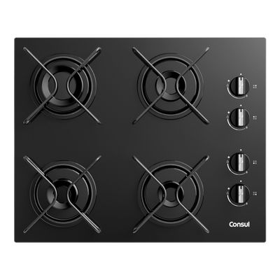 Cooktop 4 Bocas a Gás Consul com Grades Estáveis e Mesa de Vidro - CD060BE